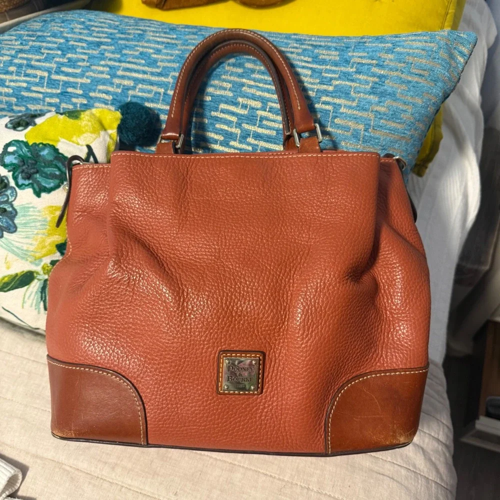 RARE Dooney Bourke Satchel Handbag Pebble Grain Leather Brenna Saddle Purse Bag